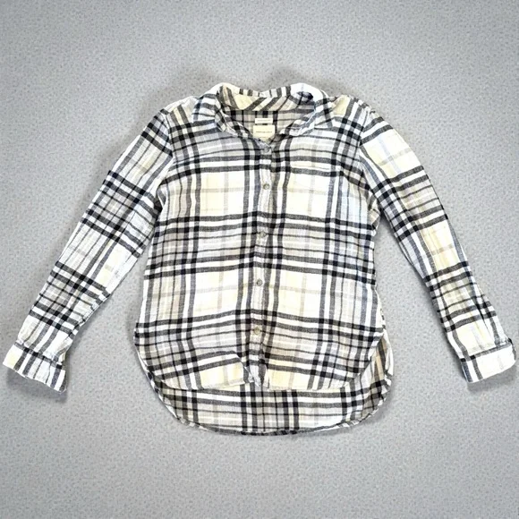 American Eagle Ahh-Mazingly Soft Flannel Shirt Boyfriend M, Black & White - EUC - Picture 13 of 14
